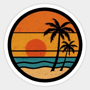 Summer Vacation Sunset Beach Palm Tree for Men and Women Sticker